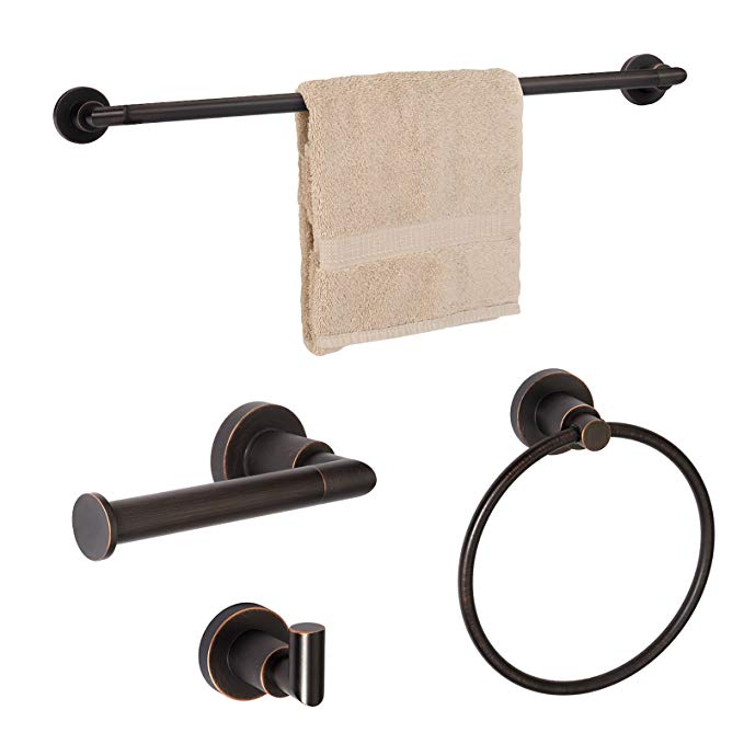 Dynasty Hardware 4000-ORB-4PC Manhattan Towel Bar Set, Oil Rubbed Bronze, With 24