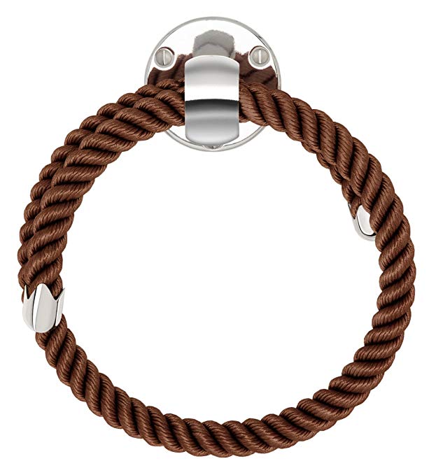 Nautiluxe Nautical Rope Towel Ring (Brown/Chrome)