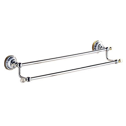 OWOFAN 2 Towel Bar/Holder Wall Mounted Bath Storage Hanger Chrome(Silver) WF-6302L