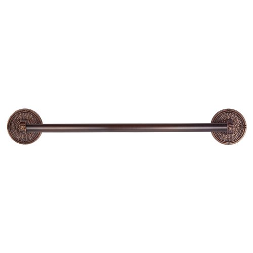 The Copper Factory CF172AN Solid Copper 18-Inch Towel Bar with Round Backplates, Antique Copper