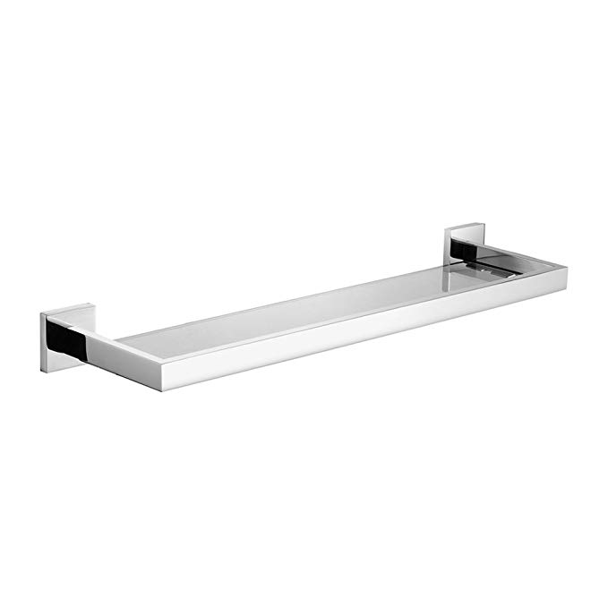 Leyden Wall Mount Chrome Finish Stainless Steel Material Bathroom Glass Shelf Lavatory Accessories