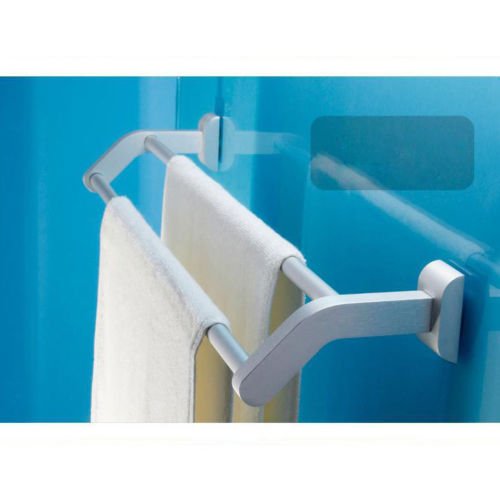 Aluminum Towel Rail Holder Wall Mounted Double Pole Bathroom Towel Bar