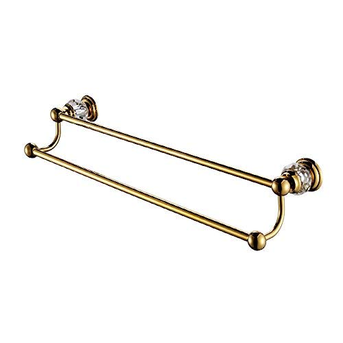 Sumin Home QC2205MG Modern Luxury Crystal Wall Mounted Bathroom Double Towel Bar, 21 Inch, Gold