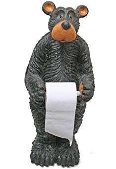 Willie Black Bear Toilet Paper Holder (Floor Standing) 29.5-inch