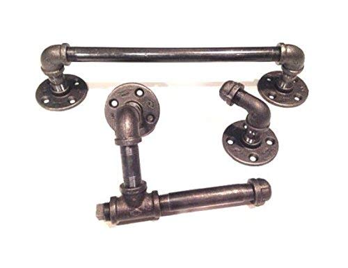 Urban bathroom set of Industrial Iron Pipe come with toilet paper holder, rack, and 14