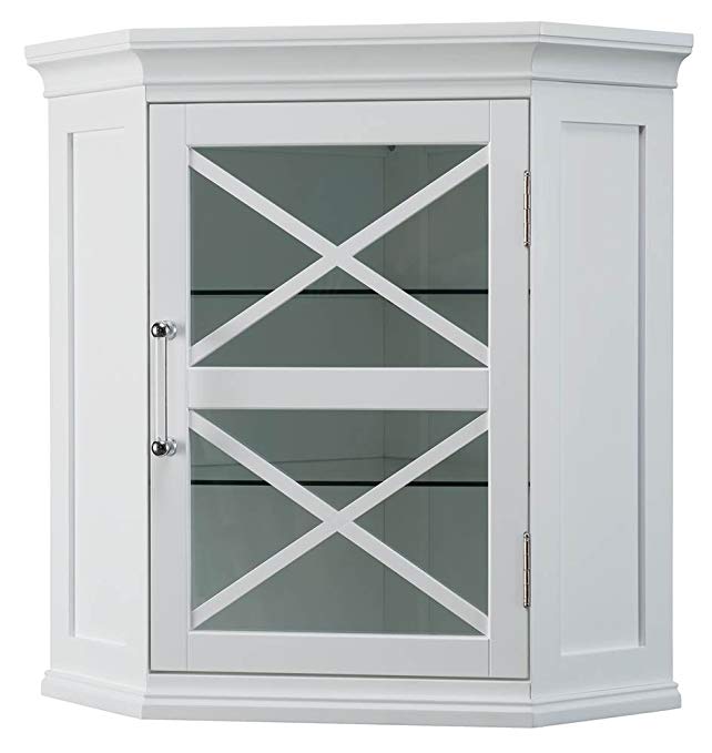 Elegant Home Fashions Blue Ridge Corner Wall Cabinet in White