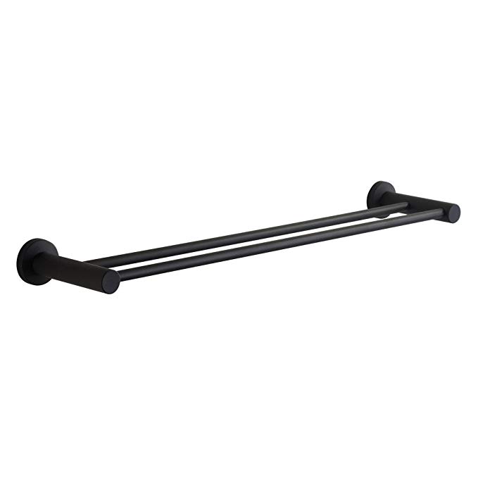 Double Towel Racks for Bathroom Lawrel Series by MARMOLUX ACC|Stainless Steel Bathroom D¡§|cor Rack|Hotel Style Invisible Wall Mount Hanger|Washcloth Holder Rail|Hardware Included|Black Satin Finish