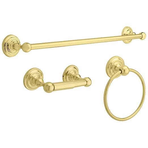 DELTA 3pc POLISHED BRASS GREENWICH BATH ACCESSORY KIT