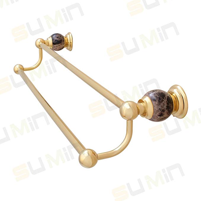 Sumin Home QC2105MG Modern Luxury Marble Wall Mounted Bathroom Double Towel Bar, 21 Inch, Gold