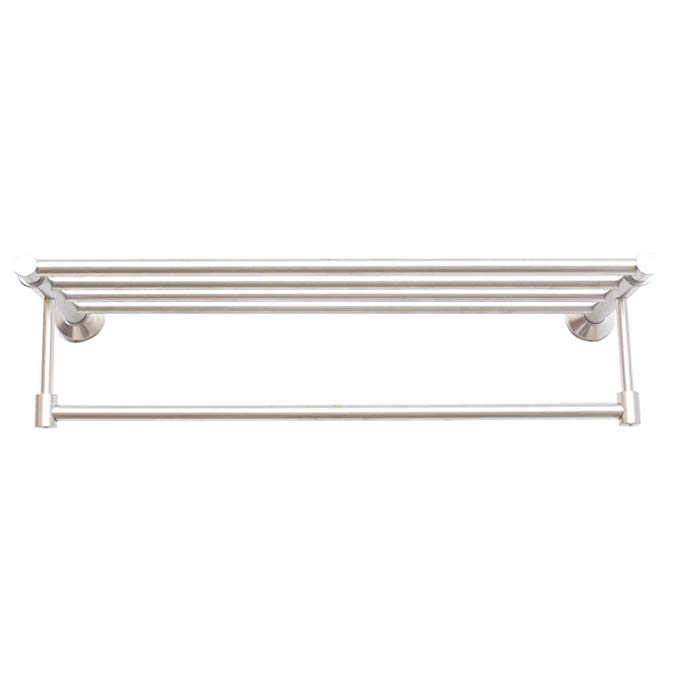 Dayshion Storage Towel Bar Bathroom Wall Mounted, Brushed Space aluminum Towel Shelf Holder