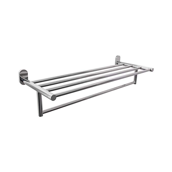 BOANN BNBATSR-CH Stainless Steel Wall Mounted Towel Shelf/Rack and Bar, Chrome Finish