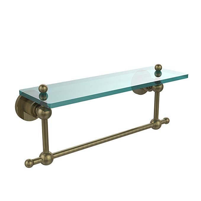 Allied Brass AP-1TB/16-ABR Glass Shelf with Towel Bar, 16-Inch x 5-Inch