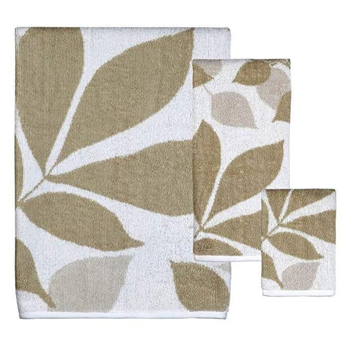 Creative Bath Products Shadow Leaves Shower Curtain and Bathroom Accessories Separates Brown Towel Set