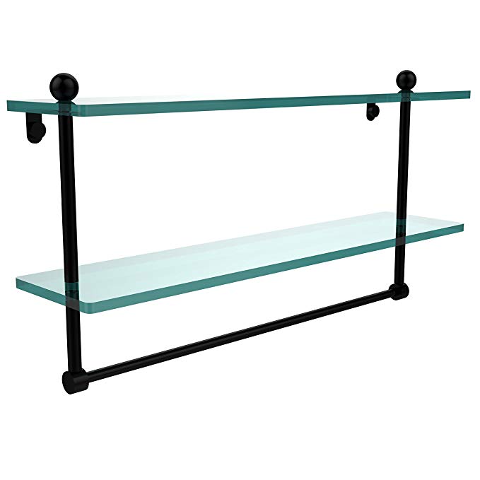 Allied Brass PR-2/22TB-BKM 22-Inch Double Shelf with Towel Bar, Matte Black