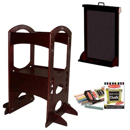 COLOGGO 1 Add-On Chalk Board/Paint Easel-Transform Fun Art Station-for Use with The Learning Tower (Sold Separately), Dark Cherry