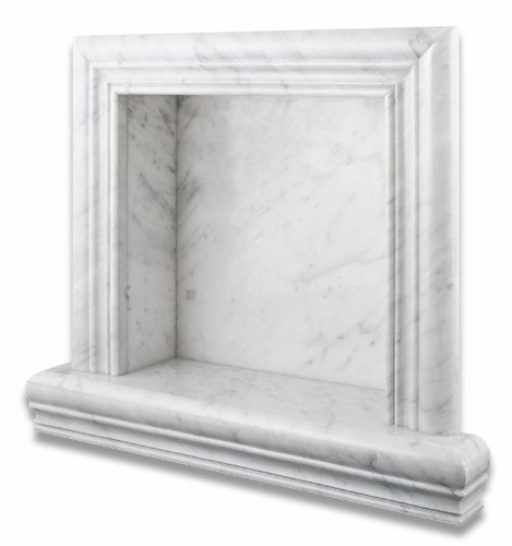 Italian Carrara White Marble Hand-Made Polished Shampoo Niche / Shelf - SMALL