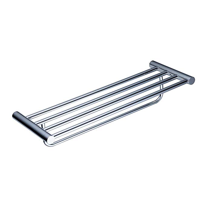 Hiendure HE0801TSC Brass Bathroom Towel Shelf, Chrome