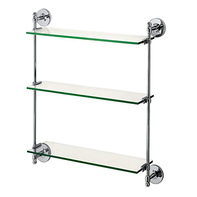 Gatco 1394 Premier 3-Tier Wall Glass Shelf, Chrome