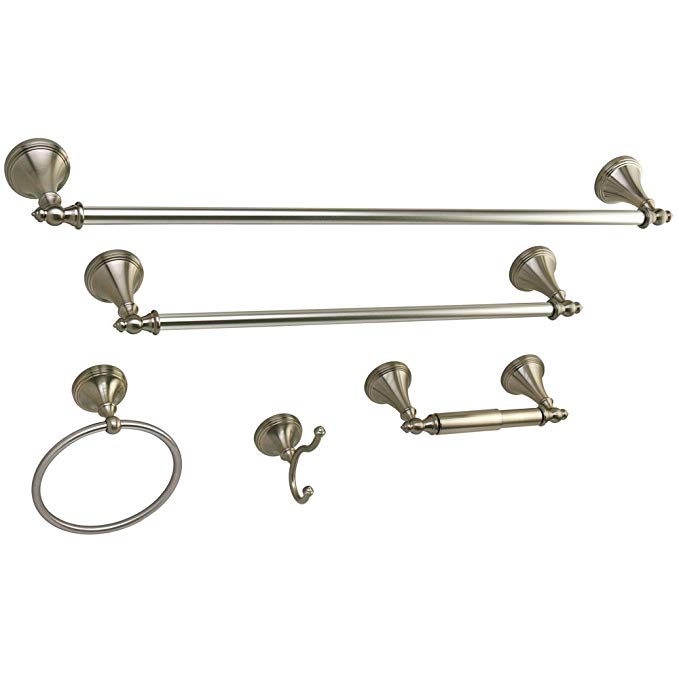 Kingston Brass Naples Towel Bar/Ring/Hook/Paper Holder, Satin Nickel