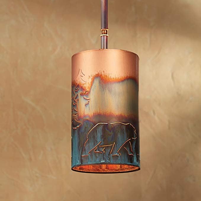 Black Forest Decor Copper Bear Pendant Light