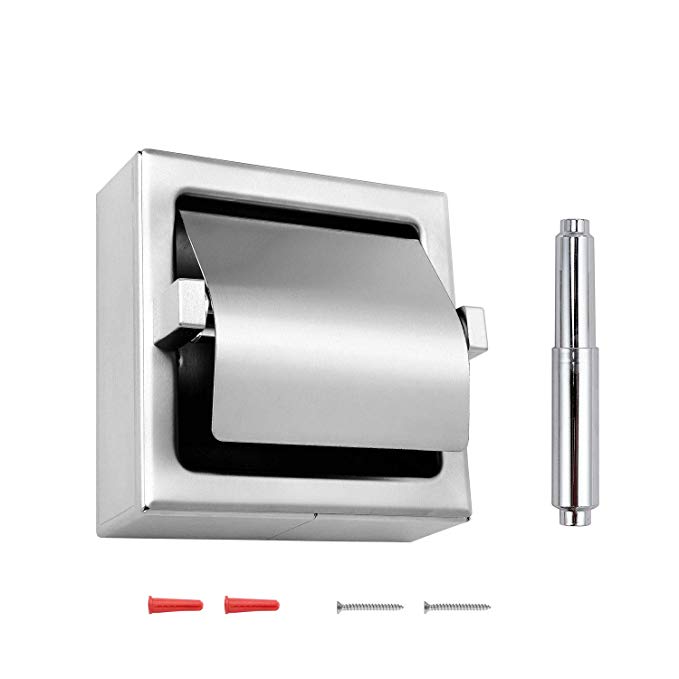 Dependable Direct Pack of 18 - Single Roll Hooded Toilet Paper Holder - Stainless Steel - Satin Finish - Surface Mount