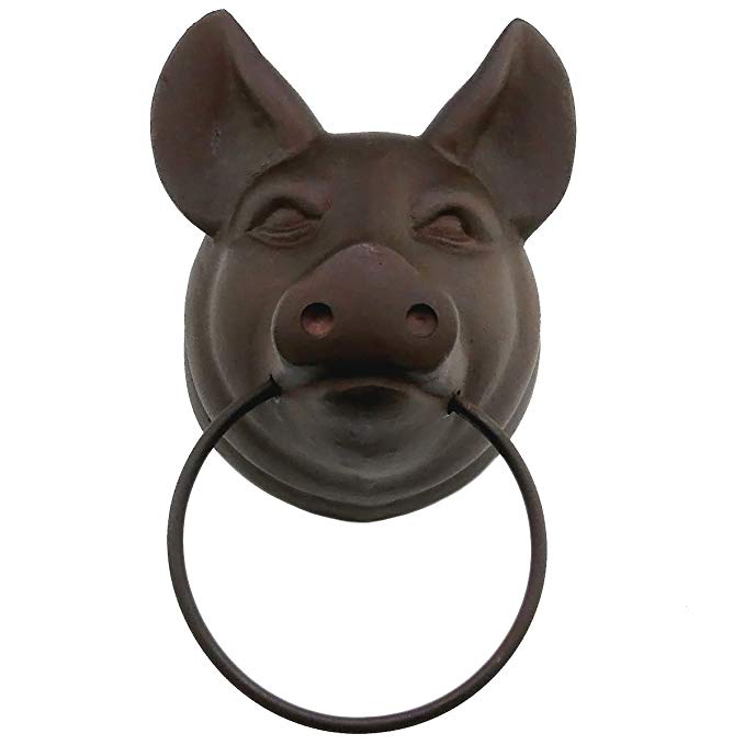 Studio Vertu Cast Iron Pig Towel Ring, Rust