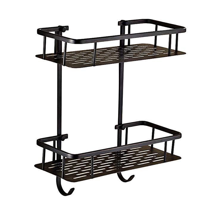 Nokozan Solid Brass 2 Tier Bathroom Corner Shower Caddy Bathroom Storage Rack Shelf Organiser Basket Wall Mount