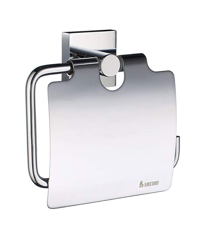 Smedbo SME_RK3414 Toilet Roll Euro Holder With Lid, Polished Chrome