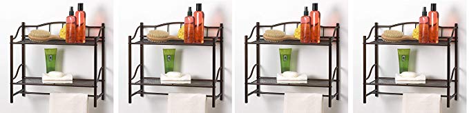 Creative Bath Products Complete Collection 2 Shelf Wall Organizer with Towel Bar, Oil Rubbed Bronze (Pack of 4)