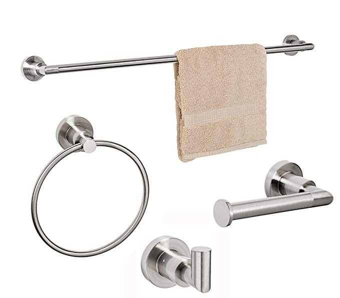 Dynasty Hardware 4000-SN-4PC Manhattan Towel Bar Set, Satin Nickel, With 24