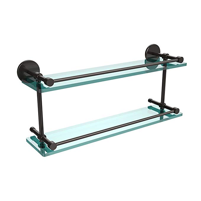 Allied Brass P1000-2/22-GAL-ORB 22-Inch Tempered Double Glass Shelf with Gallery Rail, Oil Rubbed Bronze