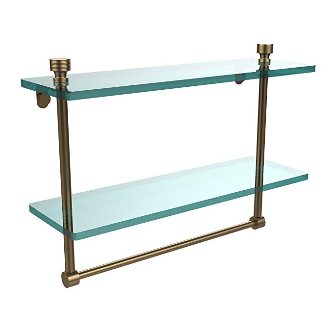 Allied Brass FT-2/16TB-BBR 16-Inch Double Glass Shelf with Towel Bar