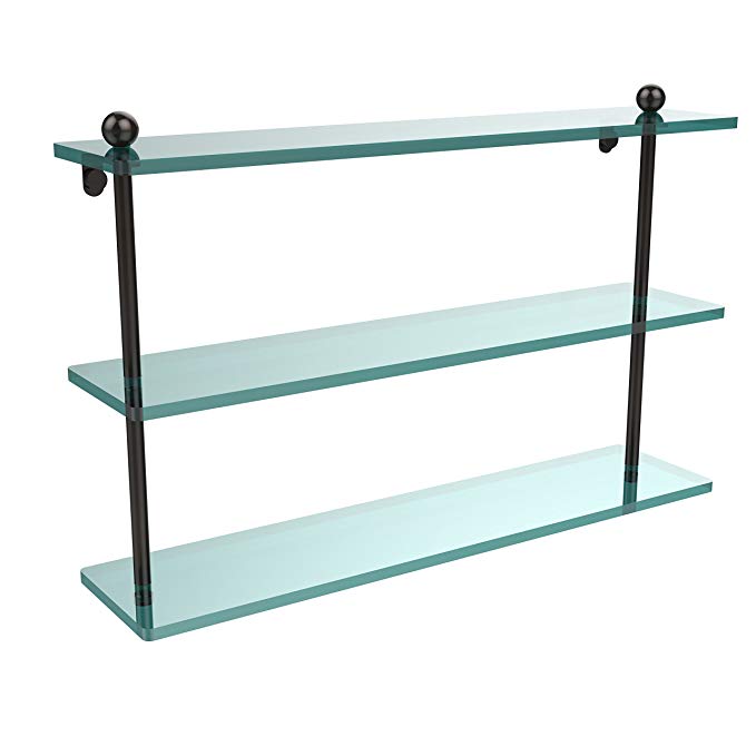 Allied Brass PR-5/22-ORB 22-Inch Triple Glass Shelf, Oil Rubbed Bronze