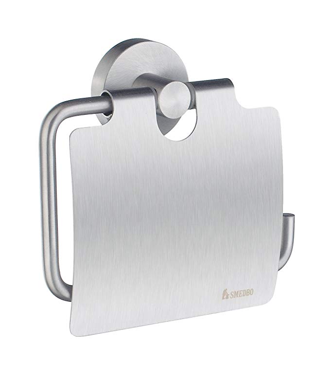 Smedbo SME_HS3414 Toilet Roll Euro Holder With Lid, Brushed Chrome