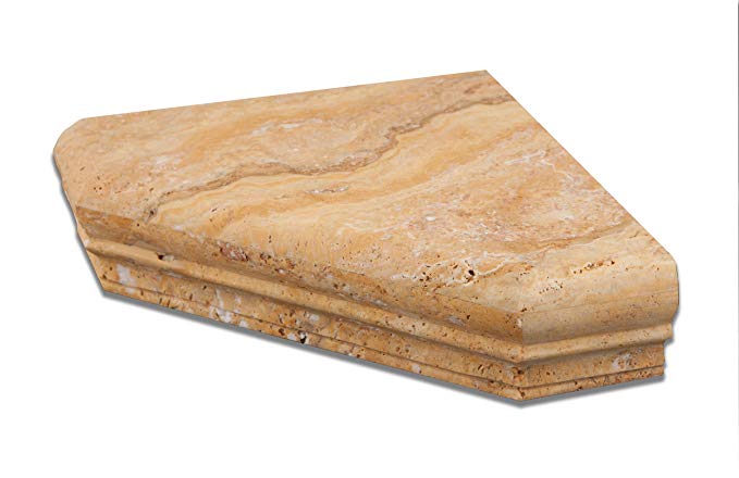 Golden Sienna Travertine Honed Hand-Made Custom Shower Corner Shelf