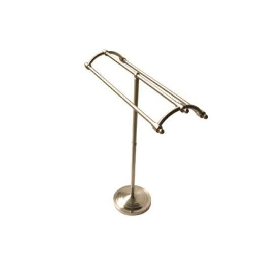 Kingston Brass CC2278 31-1/8-Inch Length and 35-Inch Tall Pedestal Round Plate Towel Rack, Satin Nickel