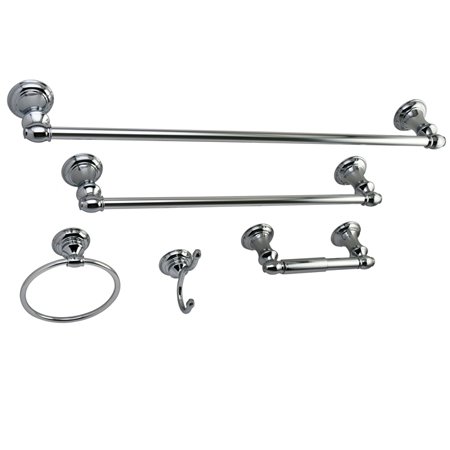 Kingston Brass BAHK261212478C Provence Collection 5-piece Towel Bar Bath Hardware Set, Polished Chrome