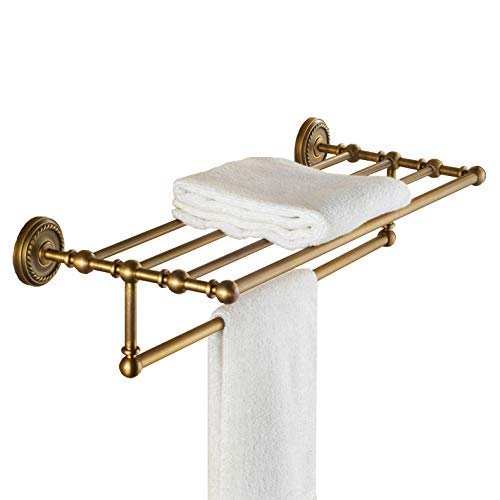 Hiendure Hotel Bathroom Towel Shelf, Antique Brass