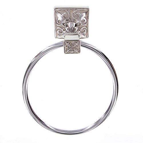 Vicenza Designs TR9013 Fleur de Lis Towel Ring, Polished Silver