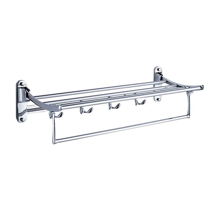 GARBNOIRE 202 Grade Stainless Steel 2 feet Long Folding Bathroom Towel Rack/Swivel Towel Bar, Stainless Steel Wall Mounted Shelf Organization for Storage Hanging Holder Above Toilet/Hotel/Home