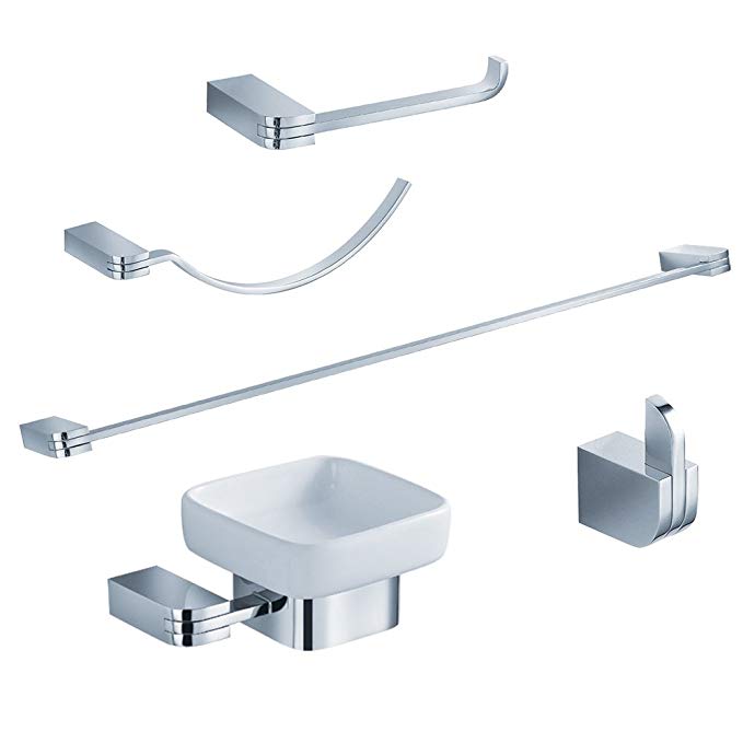 Fresca Bath FAC1300 Solido 5 Piece Bathroom Accessory Set, Chrome