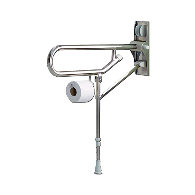 ARC GB1832-SS Fold-Up Support Grab Bar with Adjustable Leg, Stainless Steel