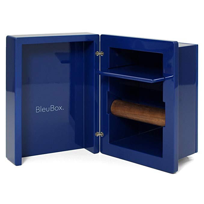 BleuBox - Recessed Bathroom Tissue Cabinet - Toilet Paper Holder (Blue)
