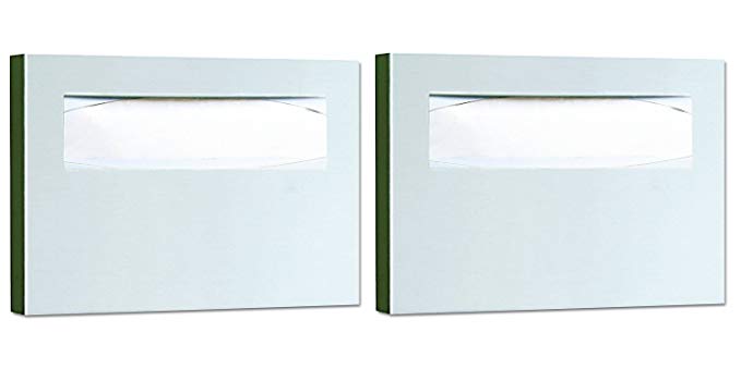 Bobrick 221 Stainless Steel Toilet Seat Cover Dispenser, 15 3/4 x 2 x 11, Satin Finish (Pack of 2)