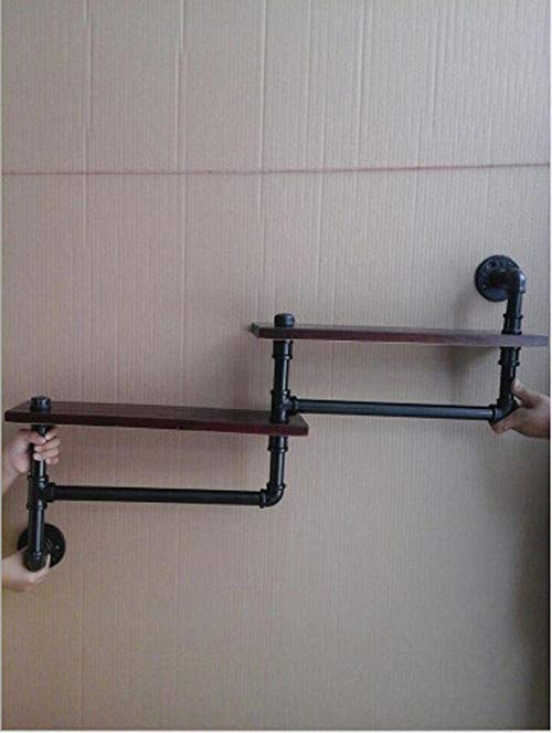 SSBY Retro fashion, health baffle wall mounted towel racks, wrought iron pipes embedded multilayer screw racks , black