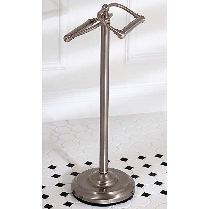 Kingston Brass Vintage Dual Freestanding Pedestal Toilet Tissue Holder Pewter Satin