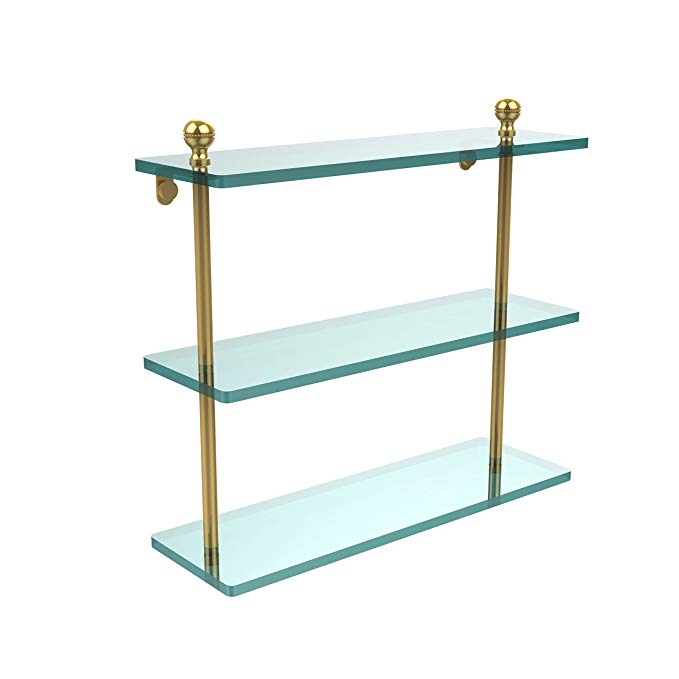 Allied Brass MA-5/16-PB 16 x Triple Glass Shelf Polished Brass