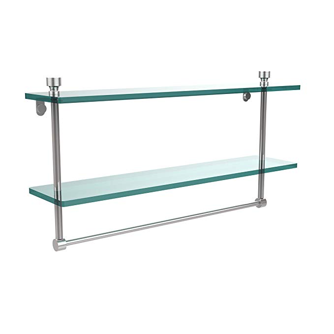 Allied Brass FT-2/22TB-PC 22-Inch Double Glass Shelf with Towel Bar