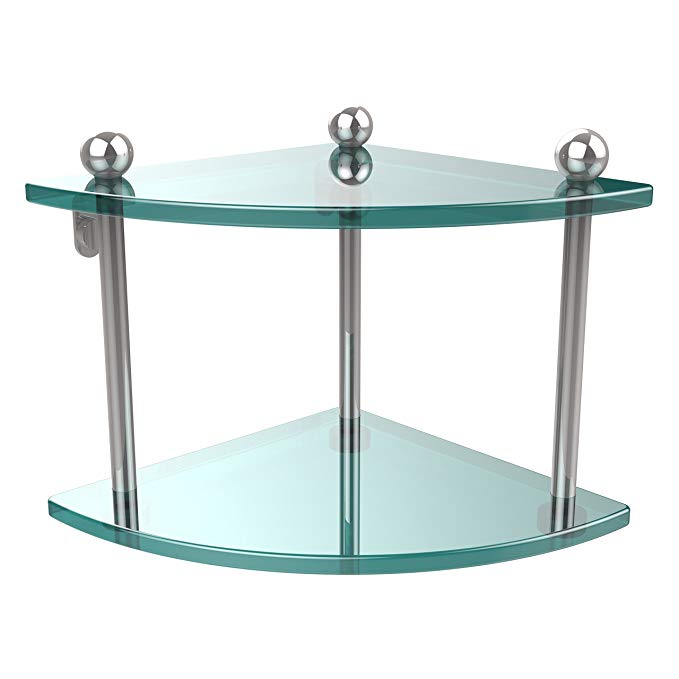 Allied Brass PR-3-SCH Double Corner Glass Shelf Oil Rubbed Bronze