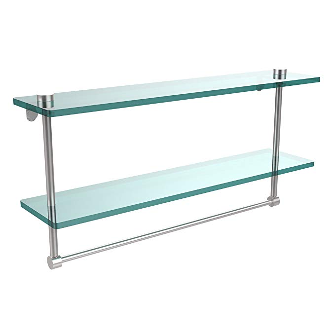 Allied Brass NS-2/22TB-SCH 22-Inch Double Glass Shelf with Towel Bar